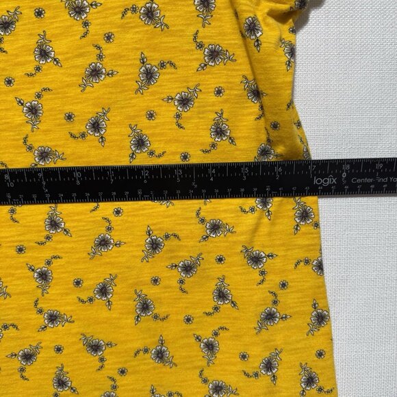 Liz Claiborne Blouse Women's Sm Yellow Short Cap Sleeve Flower Lace Square Neck - Picture 6 of 8